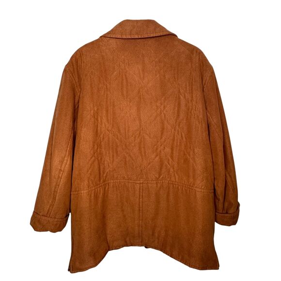 VTG Forecaster of Boston Quilted Barn Jacket Coat Men's Large Brown Faux Suede - Picture 2 of 15